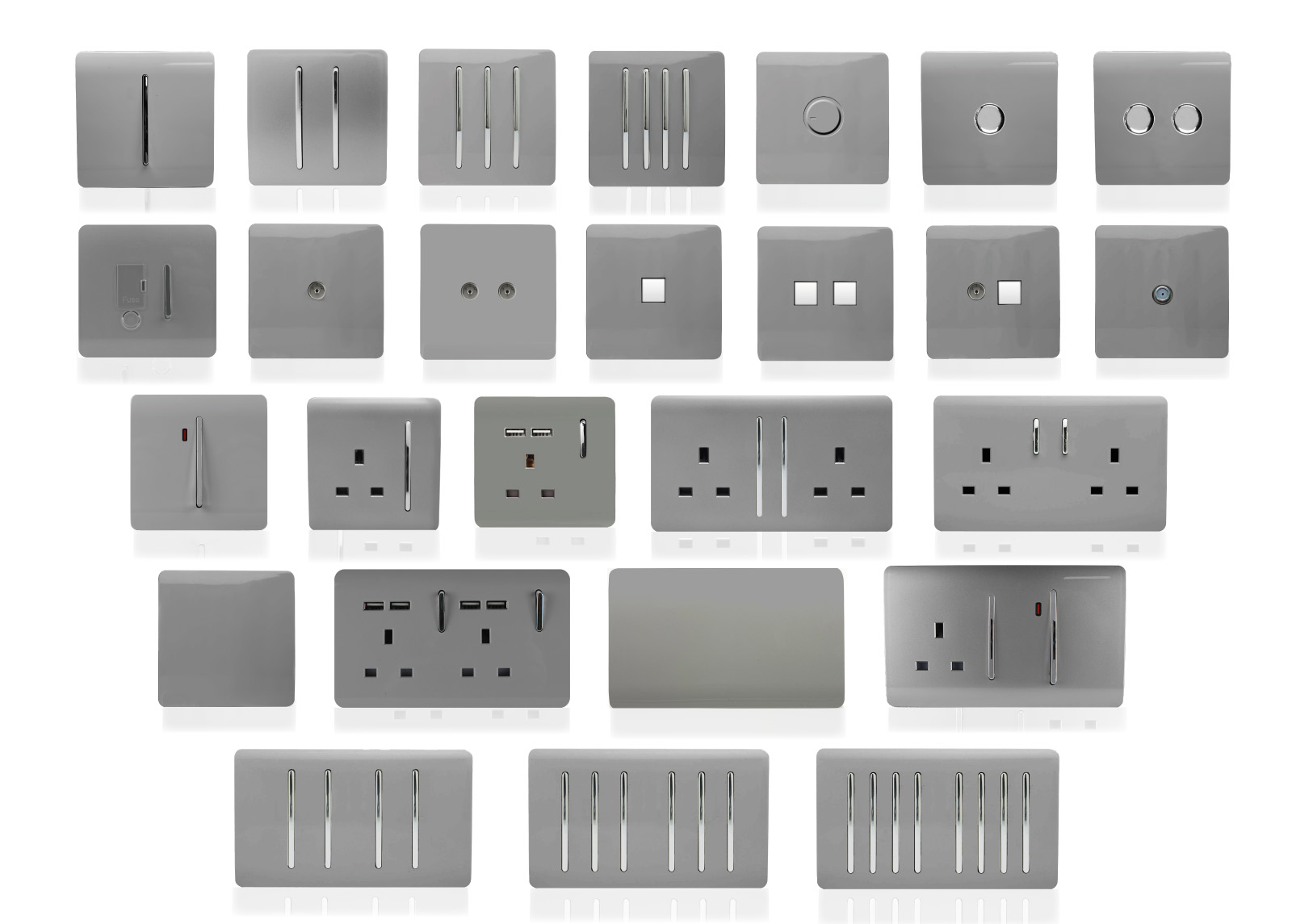 Light Grey Wiring Accessories Trendi Decorative Screwless Light Grey Wiring Accessories Trendi Decorative Screwless
